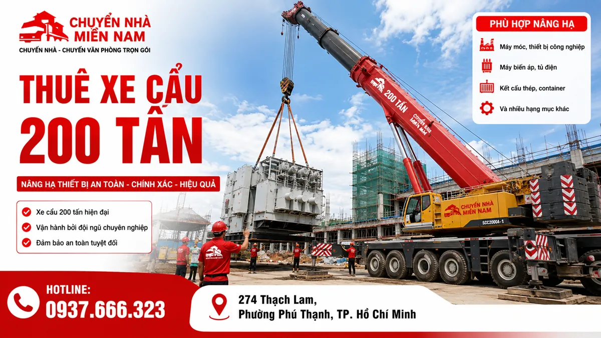 Thuê Xe Cẩu 200 Tấn Cho Công Trình & Thiết Bị Siêu Trọng 1 Thuê xe cẩu 200 tấn phục vụ nâng hạ thiết bị tại công trình