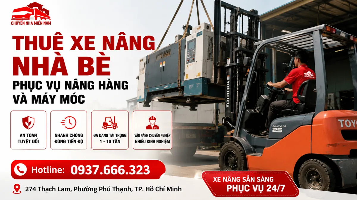 thuê xe nâng Nhà Bè phục vụ nâng hàng và máy móc
