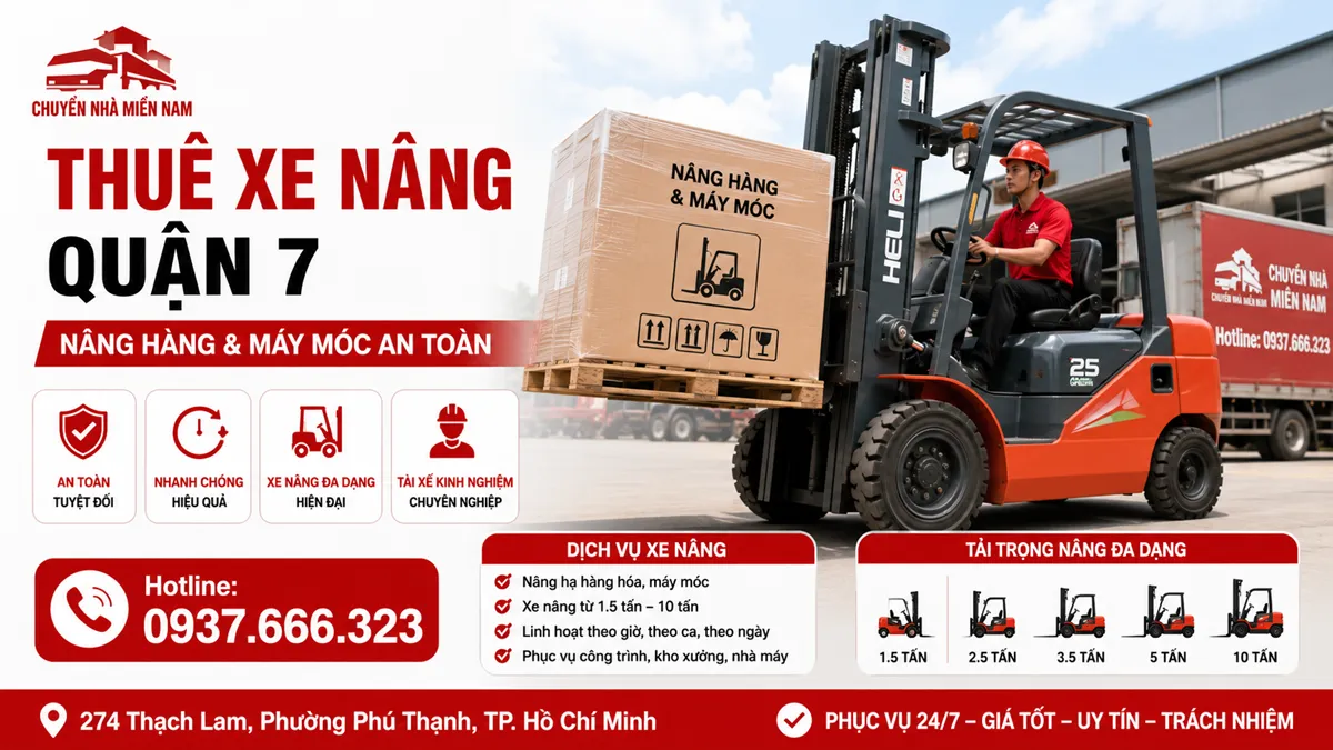 thuê xe nâng Quận 7 phục vụ nâng hàng và máy móc
