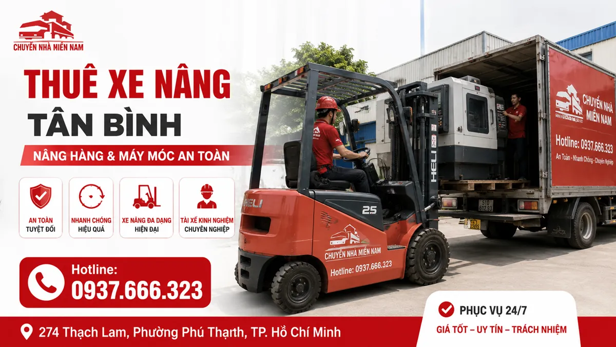 thuê xe nâng Tân Bình phục vụ nâng hàng và máy móc