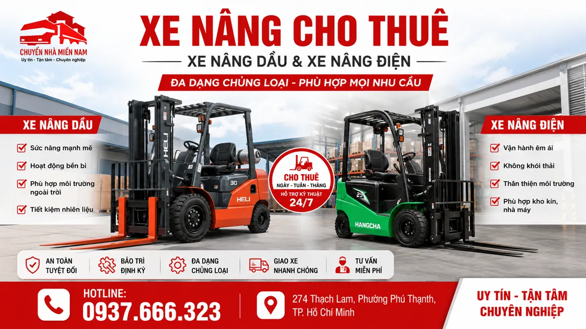 Cho Thuê Xe Nâng Bình Dương Uy Tín, Điều Xe Linh Hoạt 3 Xe nâng dầu và xe nâng điện cho thuê tại Bình Dương