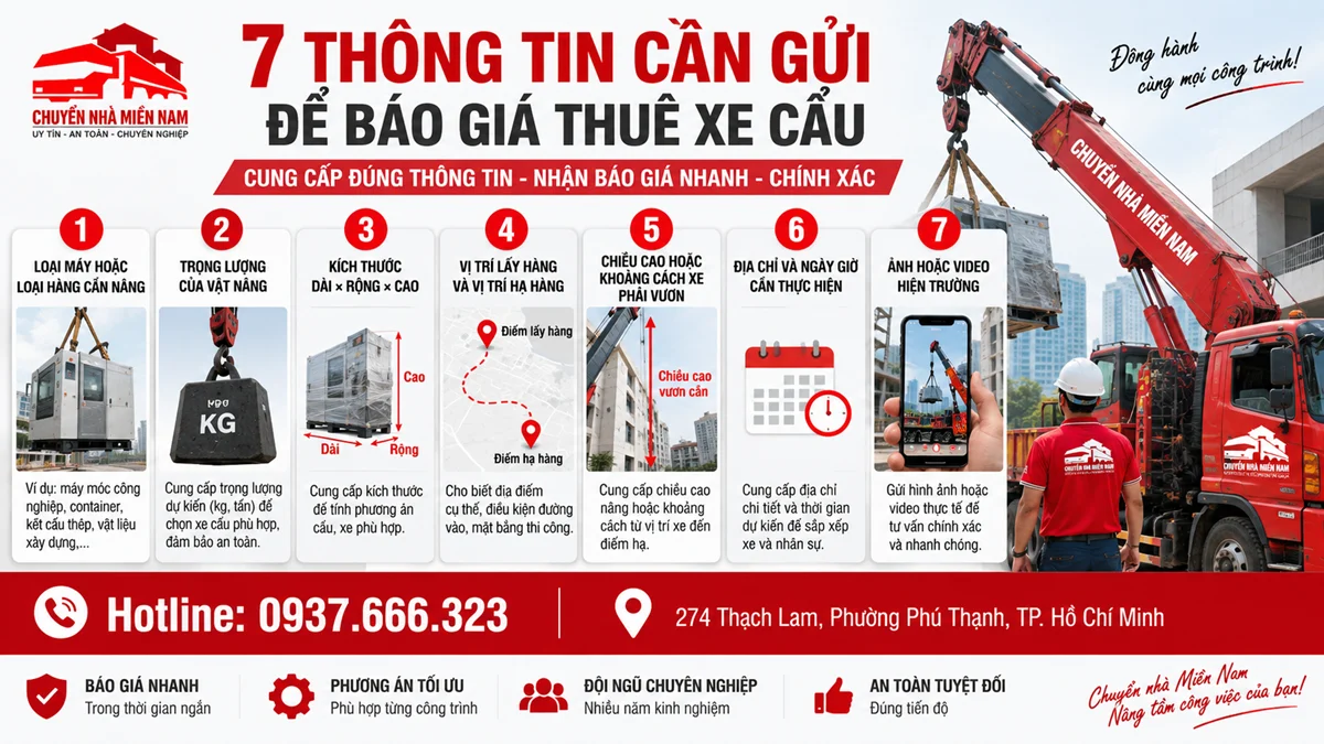 7 thông tin cần gửi để báo giá thuê xe cẩu