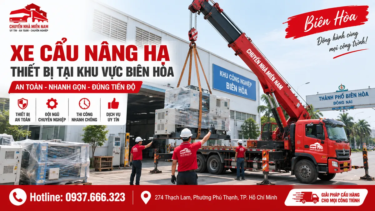 Thuê xe cẩu nâng hạ thiết bị tại khu vực Biên Hòa